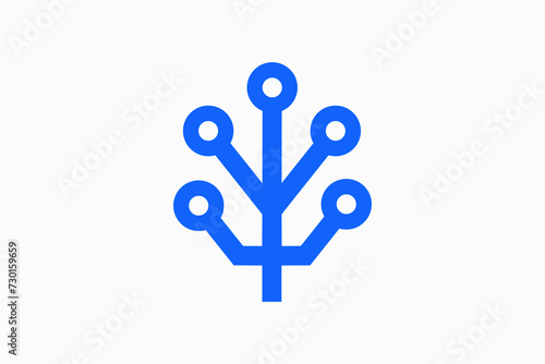 tree circuit board logo vector premium sign template