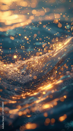 Waves of water, sparkle and gold.