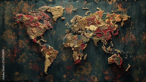 World map. All continents of the colorful world photo
