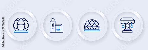 Set line Attraction carousel, Playground climbing equipment, Swing for kids and icon. Vector