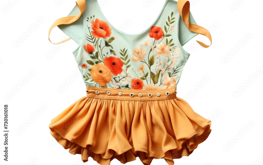 Playful and Vibrant Summer Romper with a Floral Print Isolated Against White Background