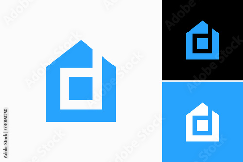 D Home logo vector premium sign template