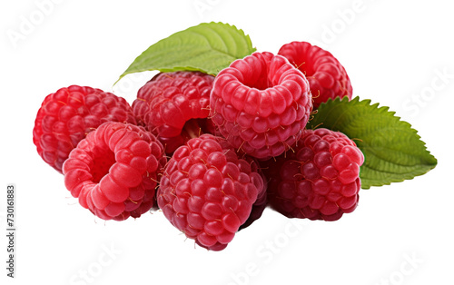 Plump Raspberry Cluster Isolated Against White Background