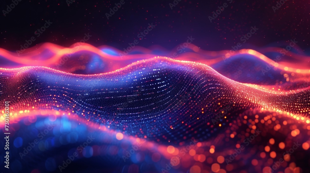 Vibrant, flowing digital waves symbolize the dynamic nature of tech innovation Vibrant, flowing digital waves symbolize the dynamic nature of tech innovation