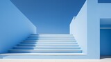 Staircase ascending into the sky, merging bold architectural lines with a clear blue backdrop