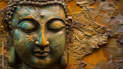 Abstract Buddha painting, digital painting, rainbow element, color Buddha.