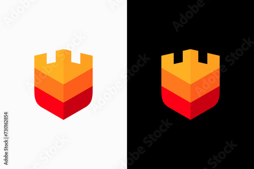 castle overlay colors Vector Logo Premium 