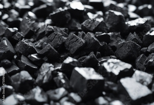 Black coal chunks isolated on white background