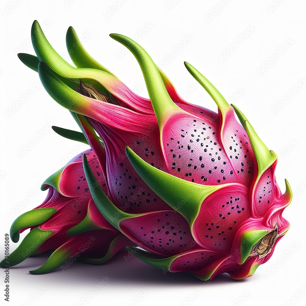 dragon fruit left side and right side on white background dragon fruit left side and right side on white background