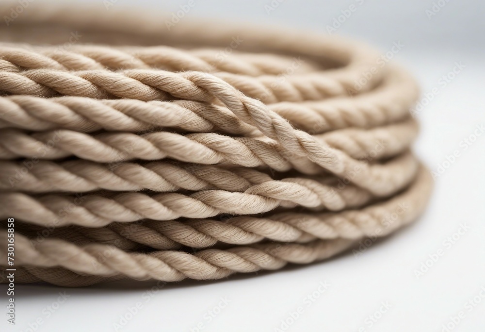 String rope isolated on white background texture top view