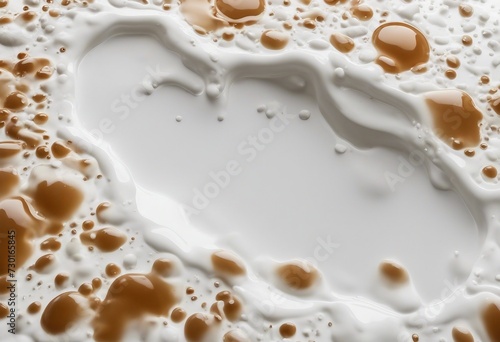 Spilled milk puddle isolated on white background and texture top view