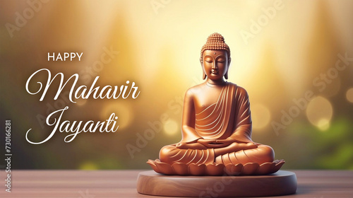 Happy Mahavir Jayanti, lord Mahavir statue photo