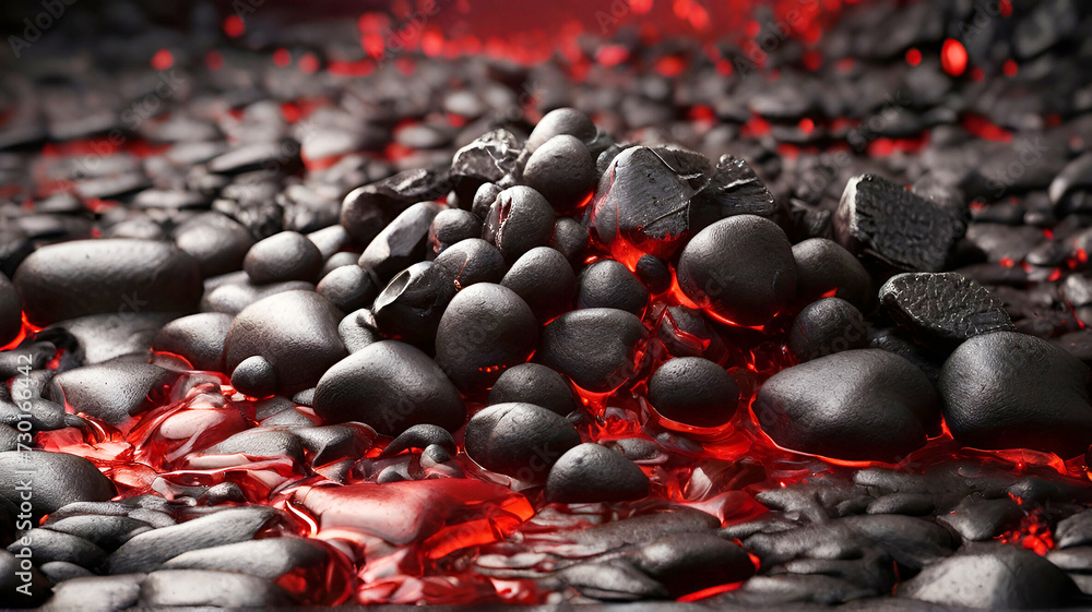 Obraz premium Abstract dark red lava and marble lava stones background image. Ai Generated.