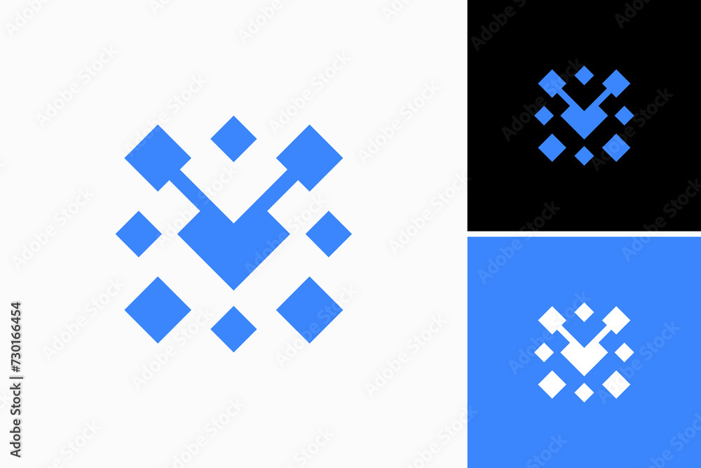 pixel data letter V logo vector premium sign template pixel data letter V logo vector premium sign template
