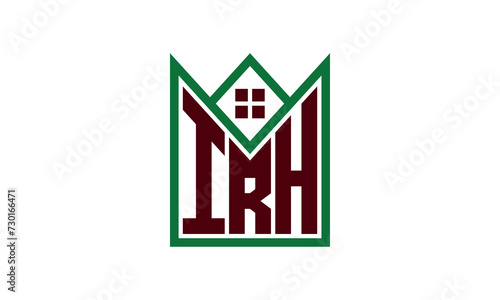 IRH initial letter real estate builders logo design vector. construction ,housing, home marker, property, building, apartment, flat, compartment, business, corporate, house rent, rental, commercial photo