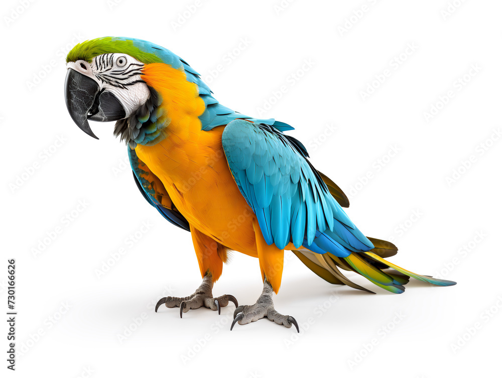 A Colorful Macaw, isolated on a transparent or white background