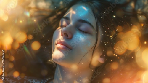 A girl or young woman with beautiful flawless glowing skin sleeping