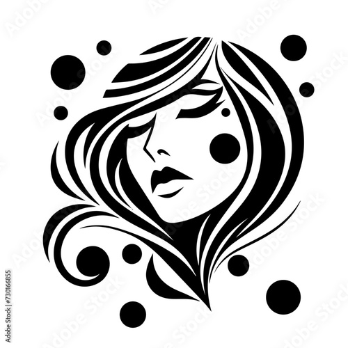 Vector illustration of a stylized woman's face on white separate  background