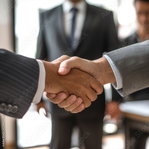 Businessmen shaking hands during a meeting ai technology