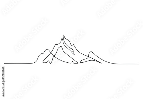 Continuous one line drawing of mountain landscape simple line mountain range landscape vector illustration. Pro vector