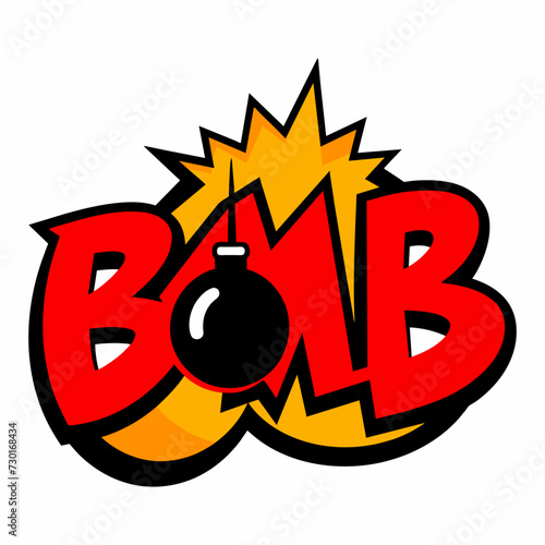 The word BOMB in street art graffiti lettering vector image style on a white background.