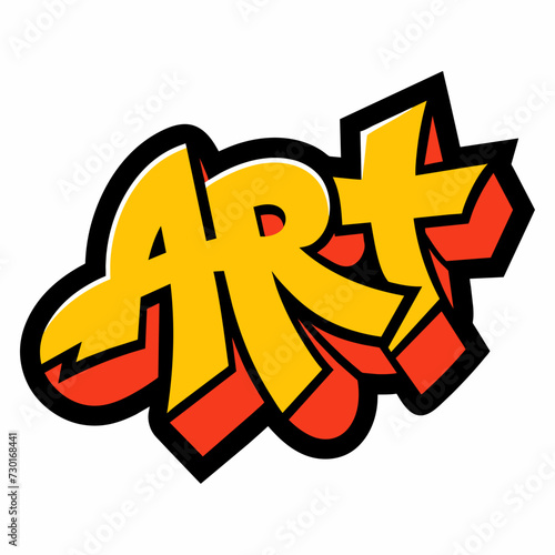 The word ART in street art graffiti lettering vector image style on a white background.