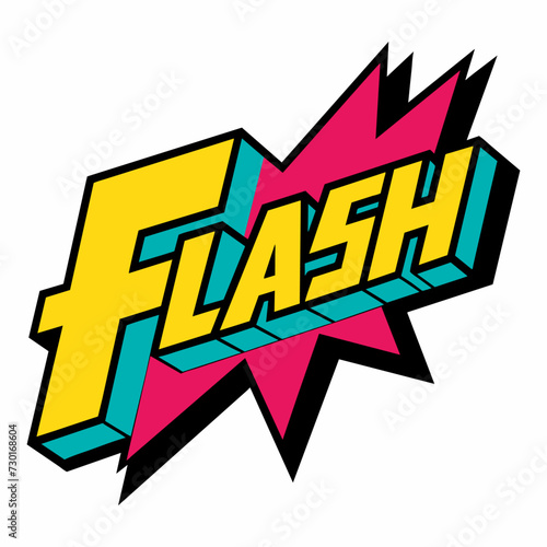 The word FLASH in street art graffiti lettering vector image style on a white background.