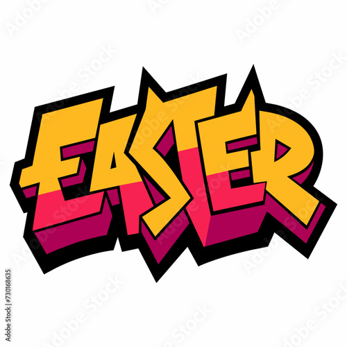 The word EASTER in street art graffiti lettering vector image style on a white background.