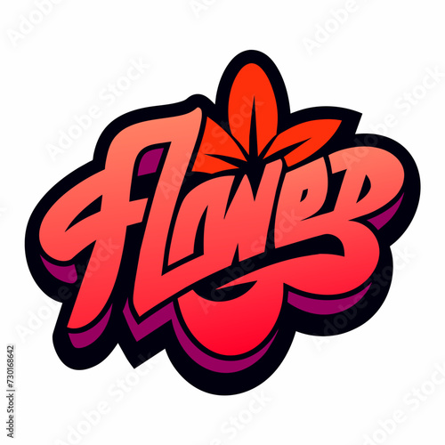 The word FLOWER in street art graffiti lettering vector image style on a white background.