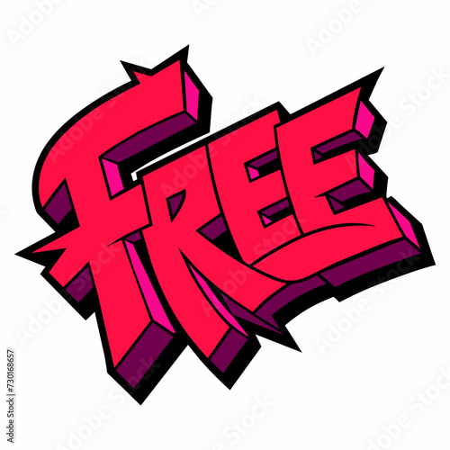 The word FREE in street art graffiti lettering vector image style on a white background.