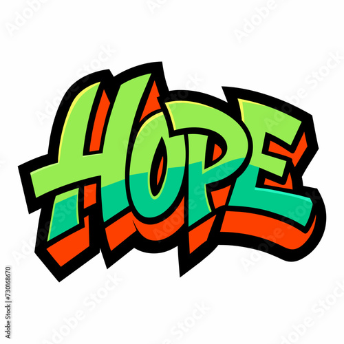 The word HOPE in street art graffiti lettering vector image style on a white background.