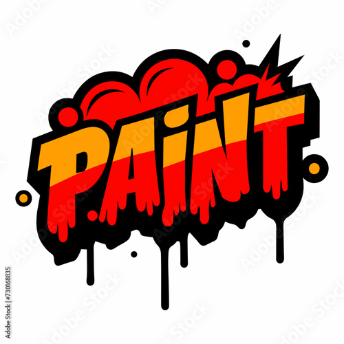The word PAINT in street art graffiti lettering vector image style on a white background.