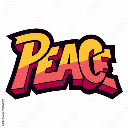 The word PEACE in street art graffiti lettering vector image style on a white background.