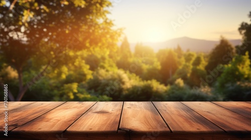 Sunset Glow Over Wooden Deck, Nature’s Beauty Unveiled