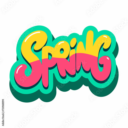 The word SPRING in street art graffiti lettering vector image style on a white background.