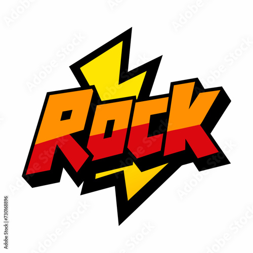 The word ROCK in street art graffiti lettering vector image style on a white background.