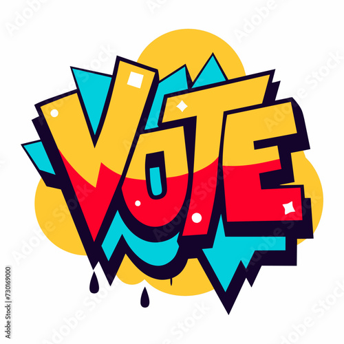 The word VOTE in street art graffiti lettering vector image style on a white background.