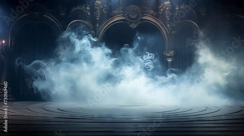 Mysterious stage with spotlight and swirling smoke, inviting a natural performance