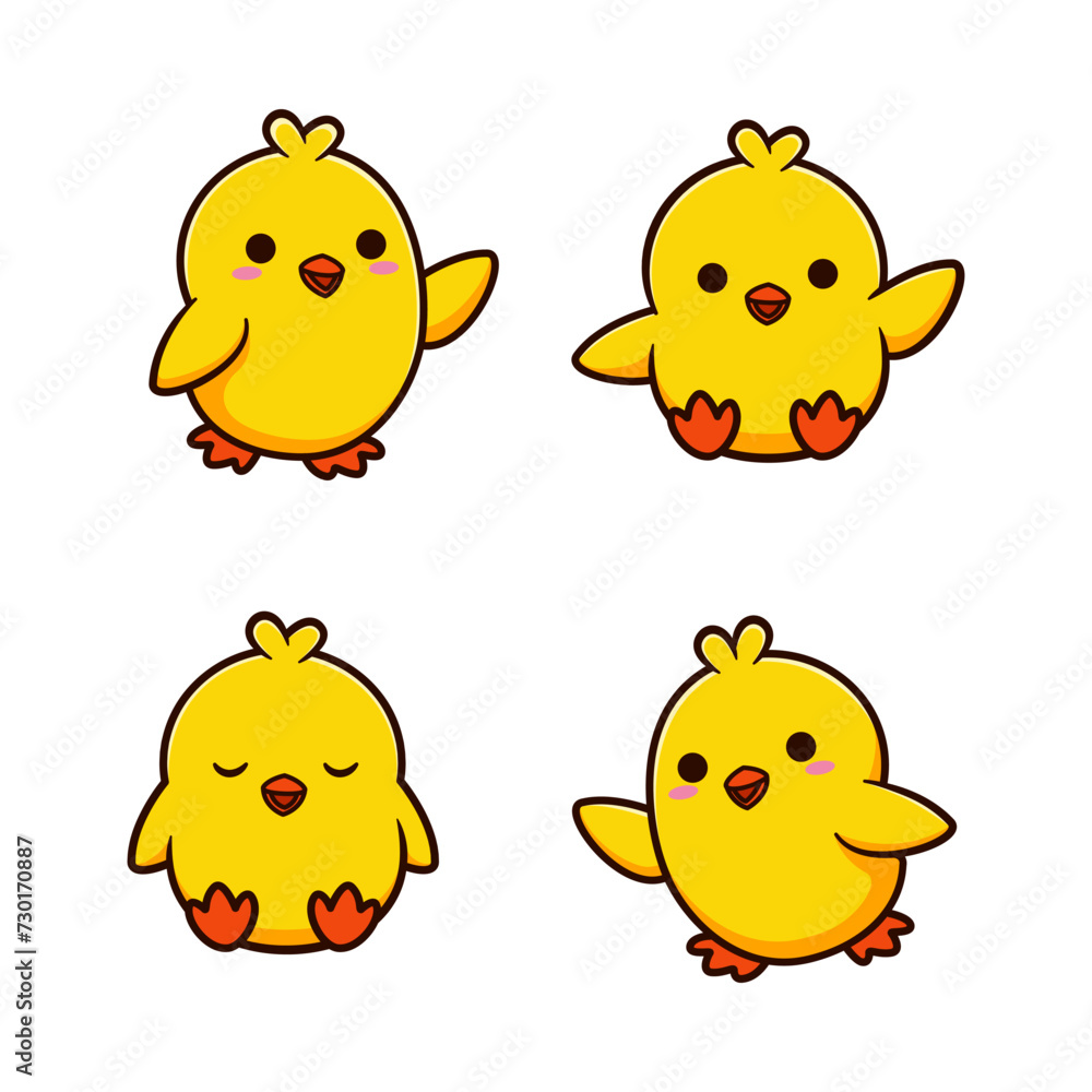 cartoon design of cute chicks in various poses cartoon design of cute chicks in various poses
