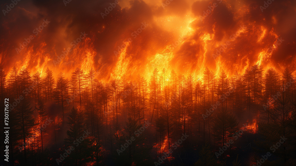 fire background, fire in the night, Fire in the garden, Forest fire, Ai generated image