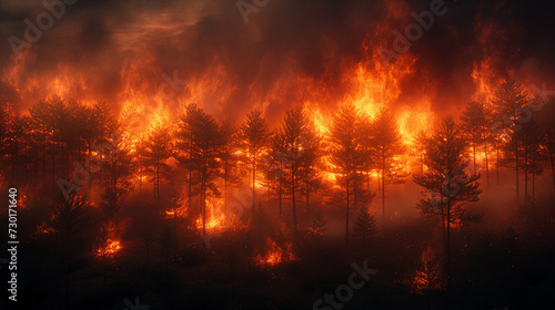 fire in the night, Fire in the garden, Forest fire, Ai generated image