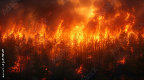fire background, fire in the night, Fire in the garden, Forest fire, Ai generated image