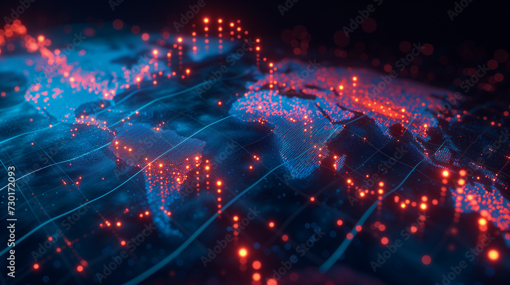 Fototapeta premium abstract background, Global business growth analysis and asset investment chart business and finance up arrow holographic economic chart, Ai generated