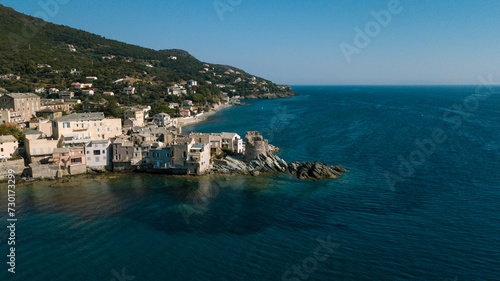 Drone photographie genoise tower and seaport at Erbalunga in Cap Corse  © Sylvain