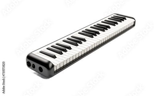 Sleek melodica instrument is isolated on transparent background