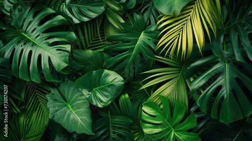 Nature leaves  green tropical forest  background concept.