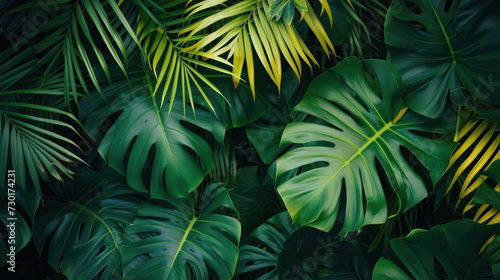 Nature leaves, green tropical forest, background concept.