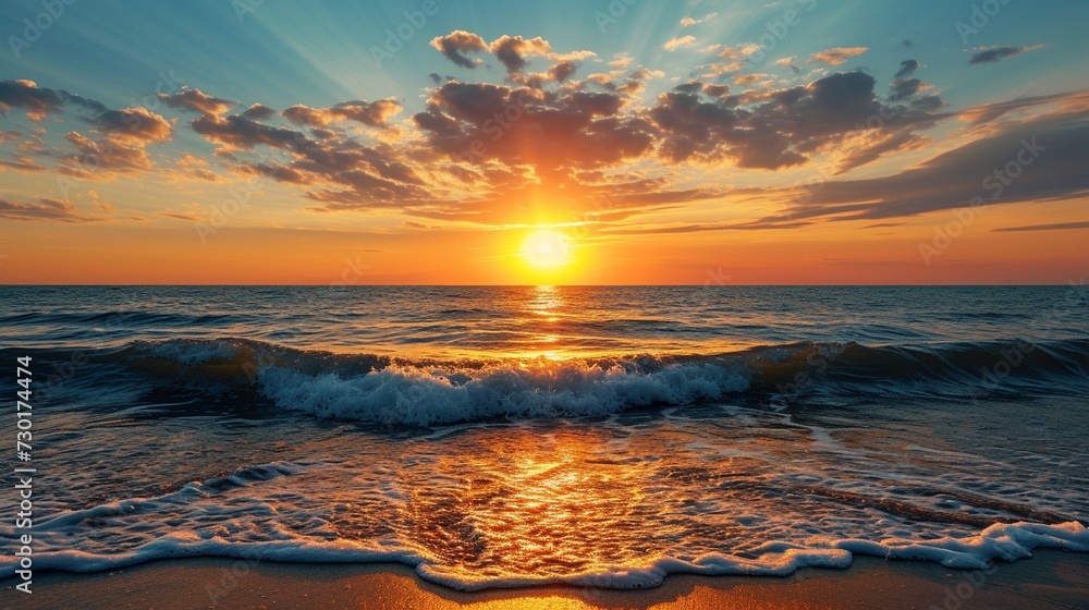 Obraz premium Eye catching sunset over sea generated by ai