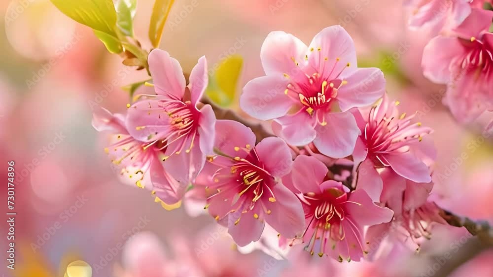 A close-up of spring blossoms with a soft, sunlit bokeh background A close-up of spring blossoms with a soft, sunlit bokeh background