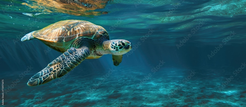 Obraz premium Olive ridley turtle beneath the surface